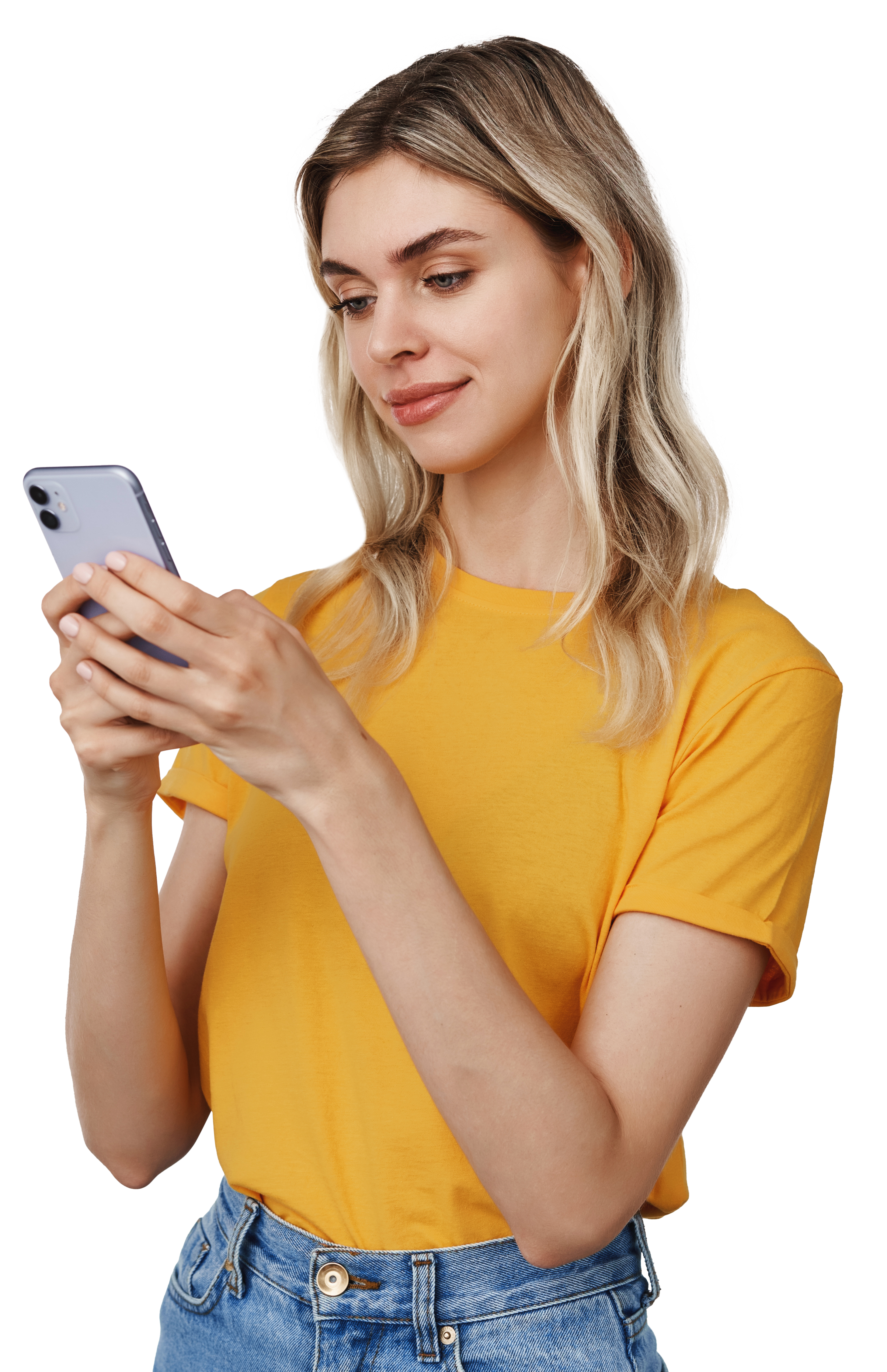 Woman using TUVU app